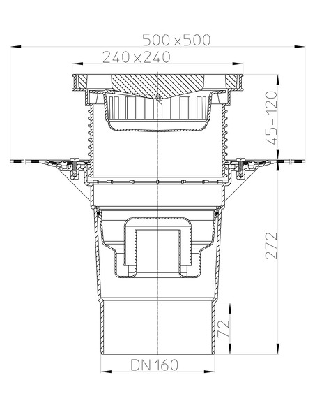 Трап HL616HW/5 с вертикальным выпуском DN 160