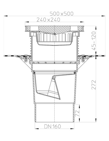 Трап HL616H/5 с вертикальным выпуском DN 160