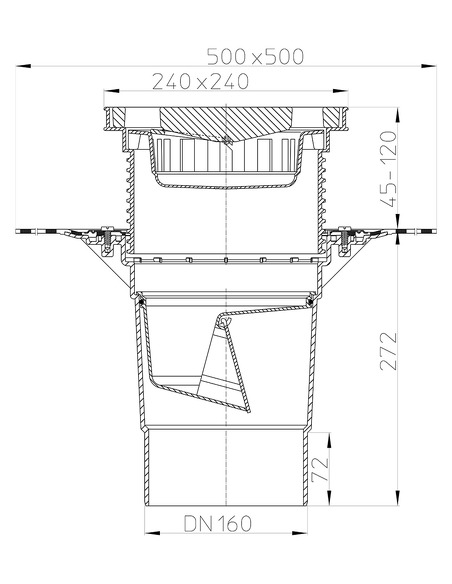 Трап HL616H/5 с вертикальным выпуском DN 160 Трап HL616H/5 с вертикальным выпуском DN 160
