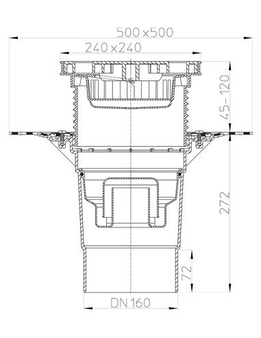 Трап HL616HLW/5 с вертикальным выпуском DN 160