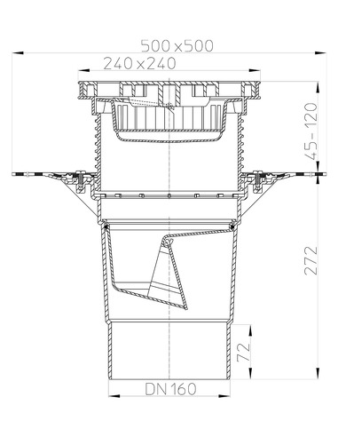 Трап HL616HL/5 с вертикальным выпуском DN 160