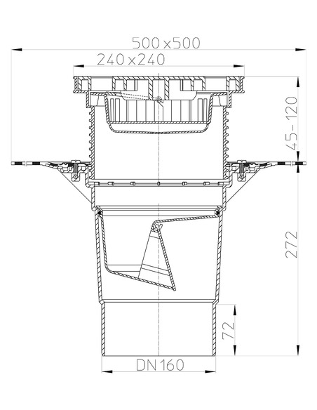 Трап HL616HL/5 с вертикальным выпуском DN 160 Трап HL616HL/5 с вертикальным выпуском DN 160