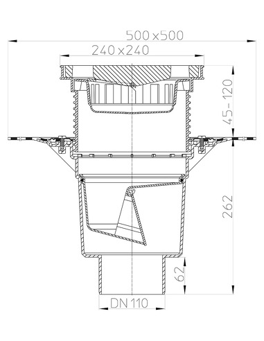 Трап HL616H/1 с вертикальным выпуском DN 110