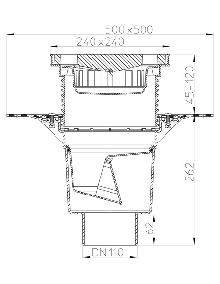Трап HL616H/1 с вертикальным выпуском DN 110