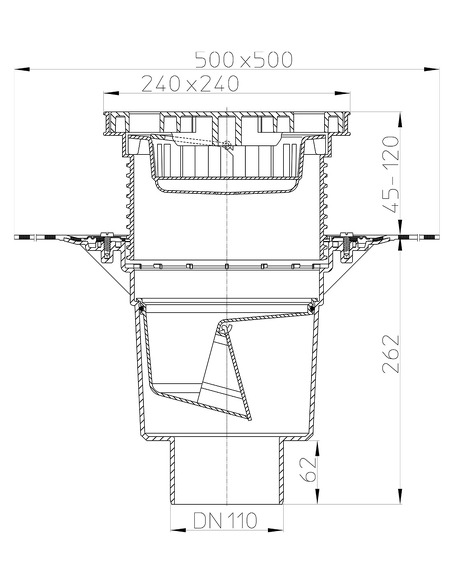 Трап HL616HL/1 с вертикальным выпуском DN 110