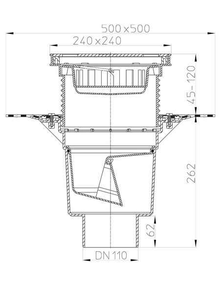 Трап HL616HS/1 с вертикальным выпуском DN 110