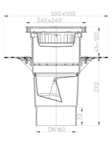 Трап HL616HS/5 с вертикальным выпуском DN 160