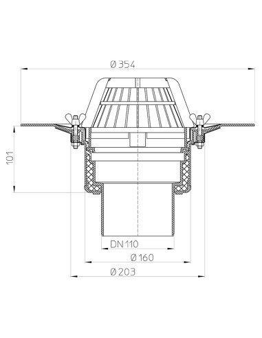 Кровельная воронка HL62/1 DN110