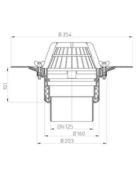 Кровельная воронка HL62/2 DN125
