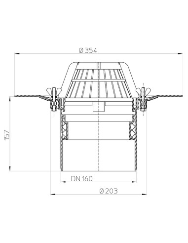 Кровельная воронка HL62/5 DN160
