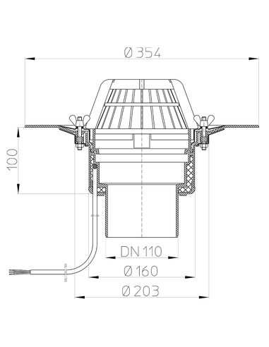 Кровельная воронка HL62.1/1 DN110 с электрообогревом