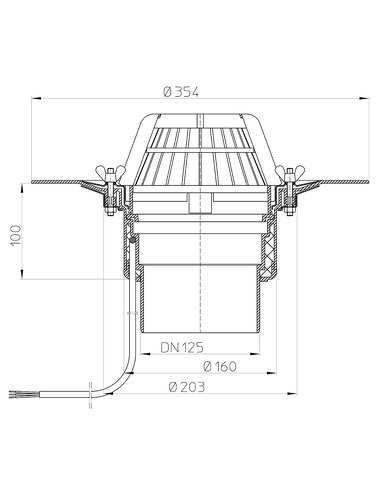 Кровельная воронка HL62.1/2 DN125 с электрообогревом