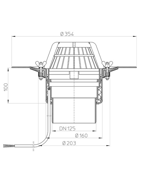 Кровельная воронка HL62.1/2 DN125 с электрообогревом