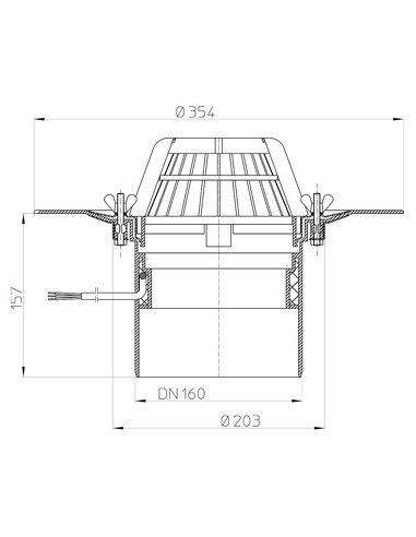 Кровельная воронка HL62.1/5 DN160 с электрообогревом