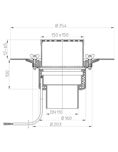 Кровельная воронка HL62.1B/1 DN110 с электрообогревом