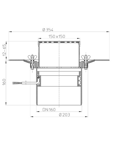 Кровельная воронка HL62.1B/5 DN160 с электрообогревом