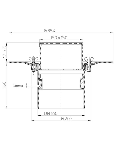 Кровельная воронка HL62.1B/5 DN160 с электрообогревом Кровельная воронка HL62.1B/5 DN160 с электрообогревом