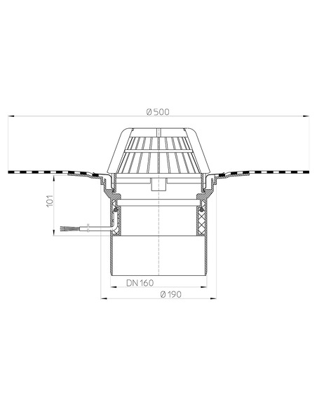 Кровельная воронка HL62H/5 DN160 Кровельная воронка HL62H/5 DN160