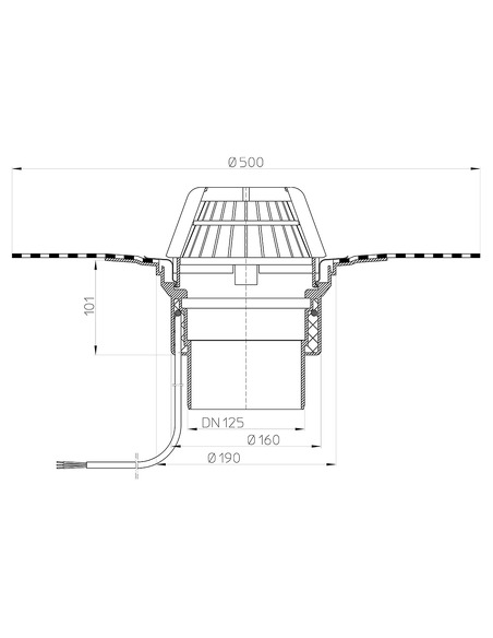 Кровельная воронка HL62.1H/2 DN125 с электрообогревом