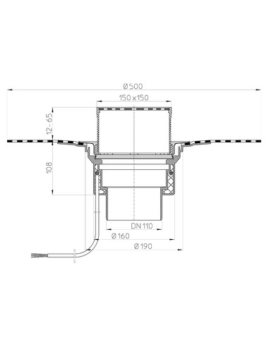 Кровельная воронка HL62.1BH/1 DN110 с электрообогревом