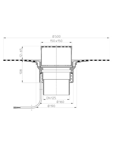 Кровельная воронка HL62.1BH/2 DN125 с электрообогревом