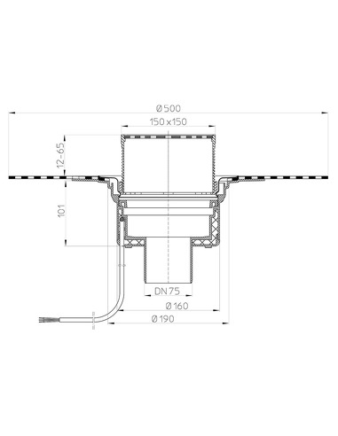Кровельная воронка HL62.1BH/7 DN75 с электрообогревом