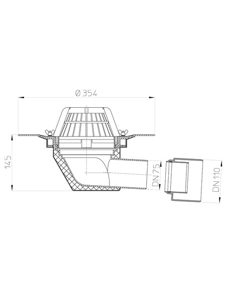 Кровельная воронка HL64 DN75/110