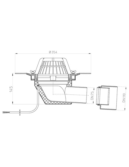 Кровельная воронка HL64.1 DN75/110 с электрообогревом