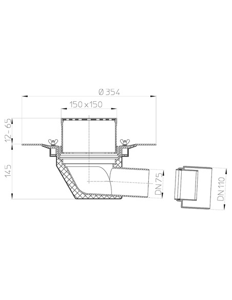 Кровельная воронка HL64B DN75/110