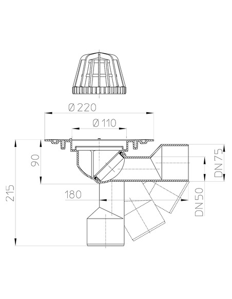 Кровельная воронка HL80.3 DN50/75