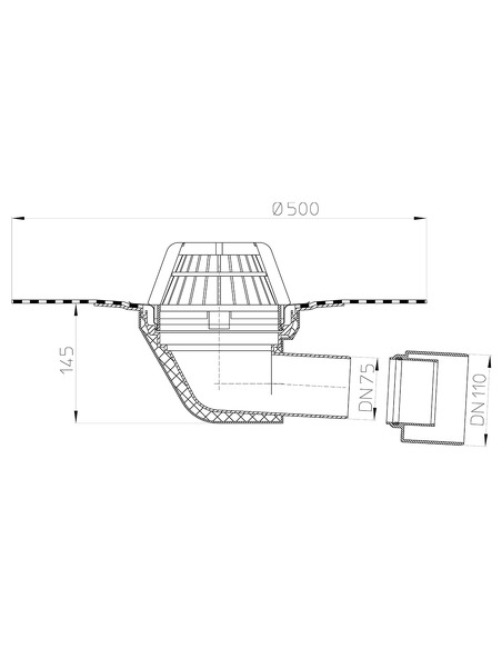 Кровельная воронка HL64H DN75/110