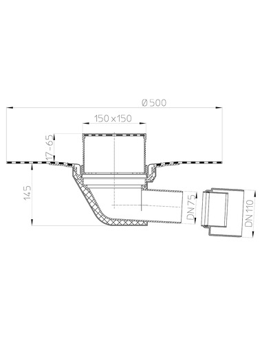 Кровельная воронка HL64BH DN75/110