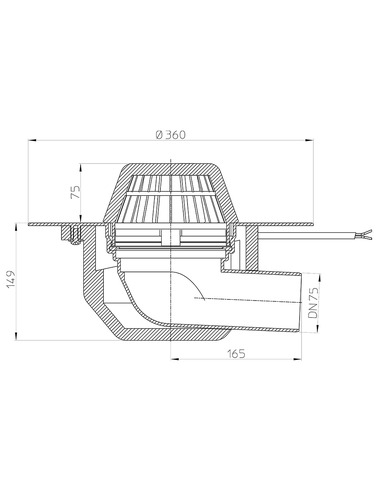 Кровельная воронка HL64.1P/7 DN75 с электрообогревом