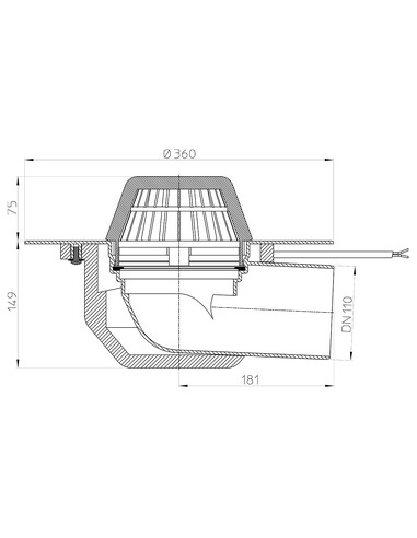 Кровельная воронка HL64.1P/1 DN110 с электрообогревом