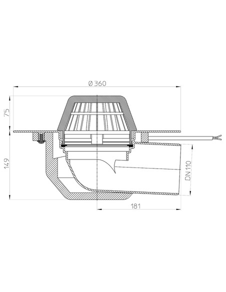 Кровельная воронка HL64.1P/1 DN110 с электрообогревом