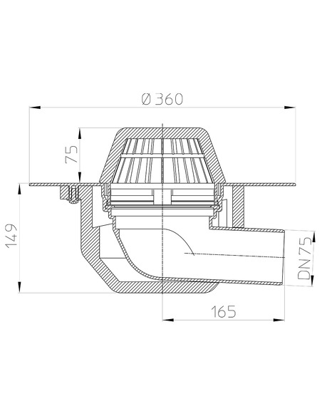 Кровельная воронка HL64P/7 DN75