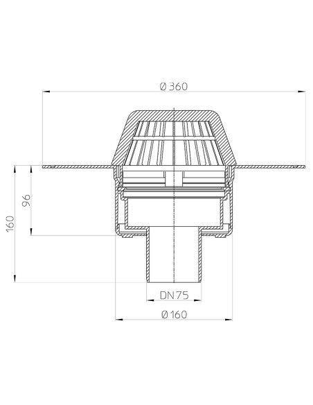 Кровельная воронка HL62P/7 DN75 Кровельная воронка HL62P/7 DN75