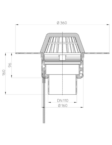 Кровельная воронка HL62.1P/1 DN110 с электроподогревом