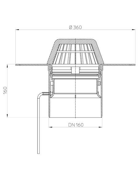 Кровельная воронка HL62.1P/5 DN160 с электроподогревом