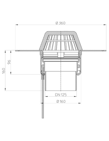 Кровельная воронка HL62.1P/2 DN125 с электроподогревом