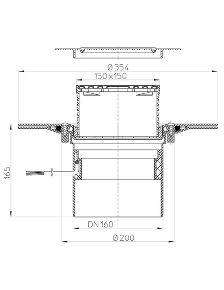 Кровельная воронка HL62.1BP/5 DN160 с электрообогревом Кровельная воронка HL62.1BP/5 DN160 с электрообогревом