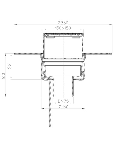 Кровельная воронка HL62.1BP/7 DN75 с электрообогревом