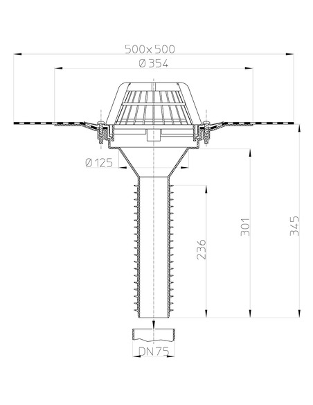 Кровельная воронка HL69H/7 DN75