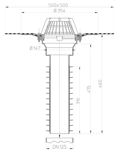 Кровельная воронка HL69H/2 DN125
