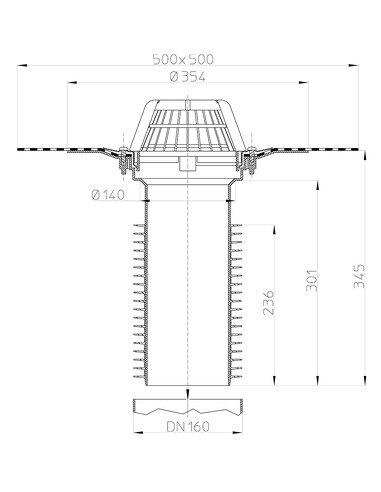 Кровельная воронка HL69H/5 DN160