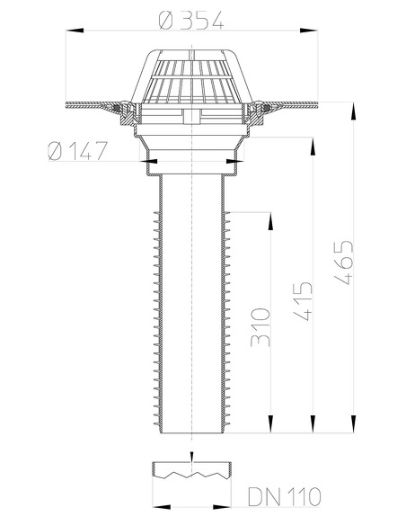 Кровельная воронка HL69P/1 DN110