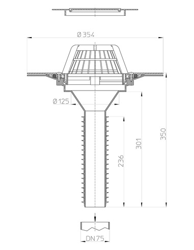 Кровельная воронка HL69P/7 DN75