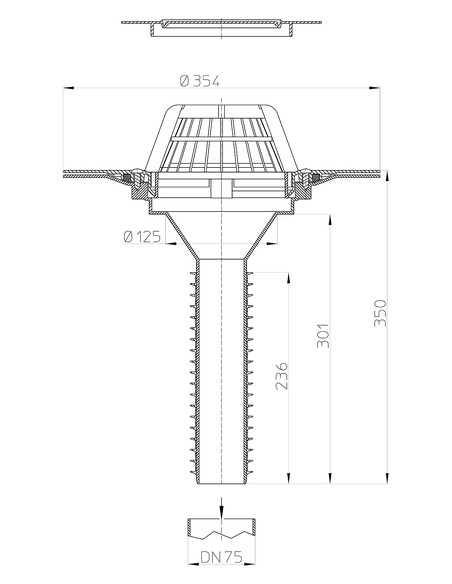 Кровельная воронка HL69P/7 DN75