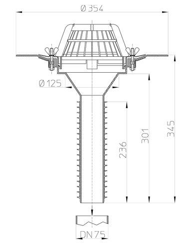 Кровельная воронка HL69/7 DN75