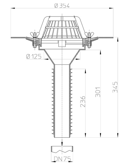 Кровельная воронка HL69/7 DN75